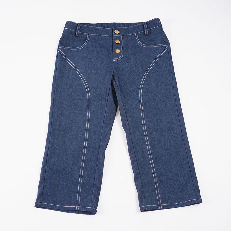 TJ Luxe Denim Corset Capri Set