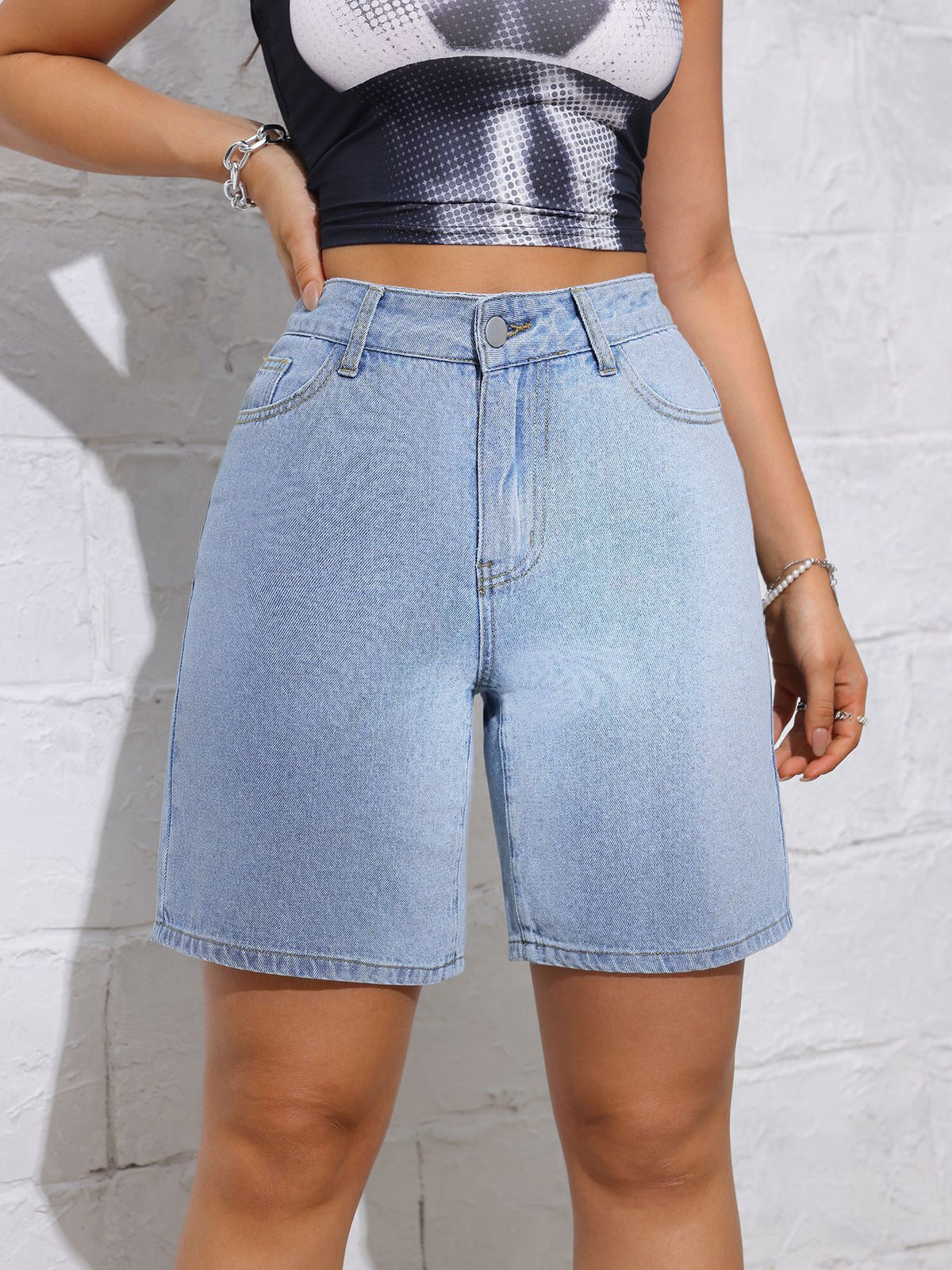TJ Luxe Vintage Blue Bermuda Denim Shorts