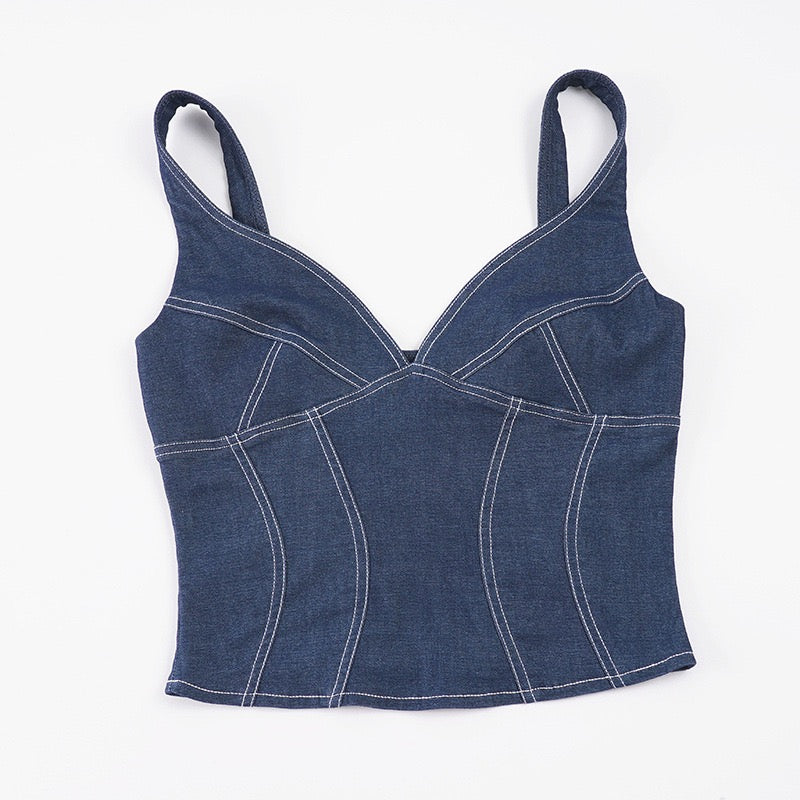 TJ Luxe Denim Corset Capri Set