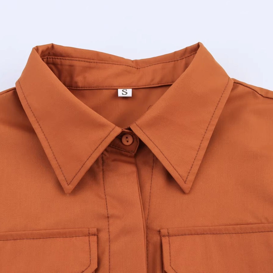 TJ Luxe Utility Button Midi Dress