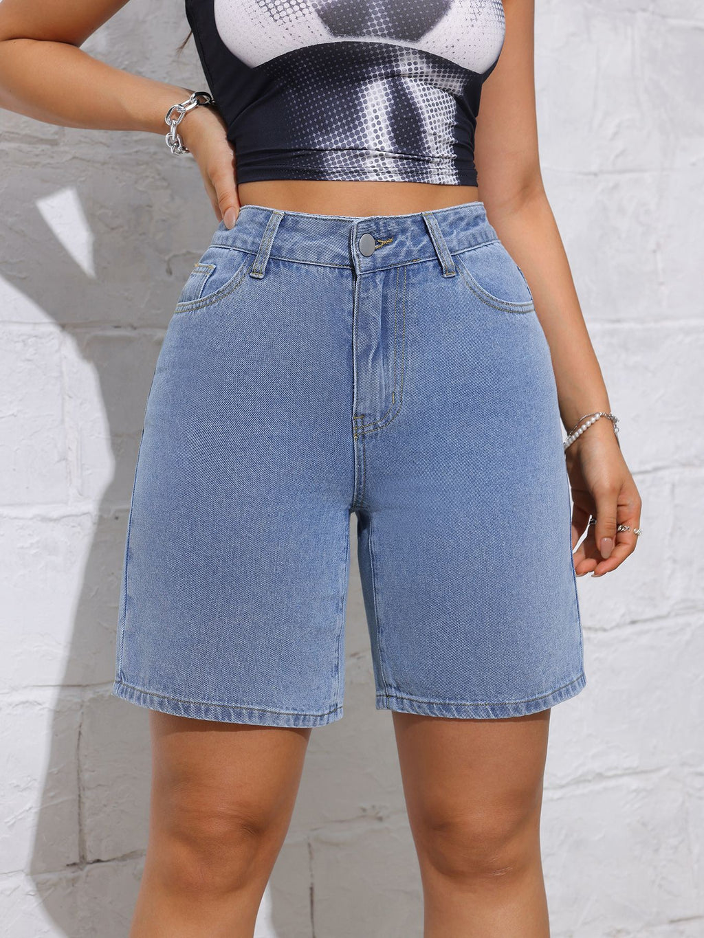 TJ Luxe Vintage Blue Bermuda Denim Shorts