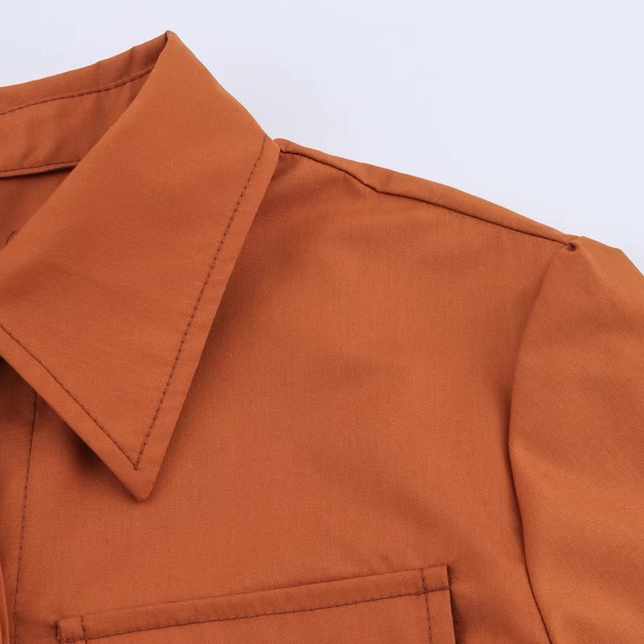 TJ Luxe Utility Button Midi Dress