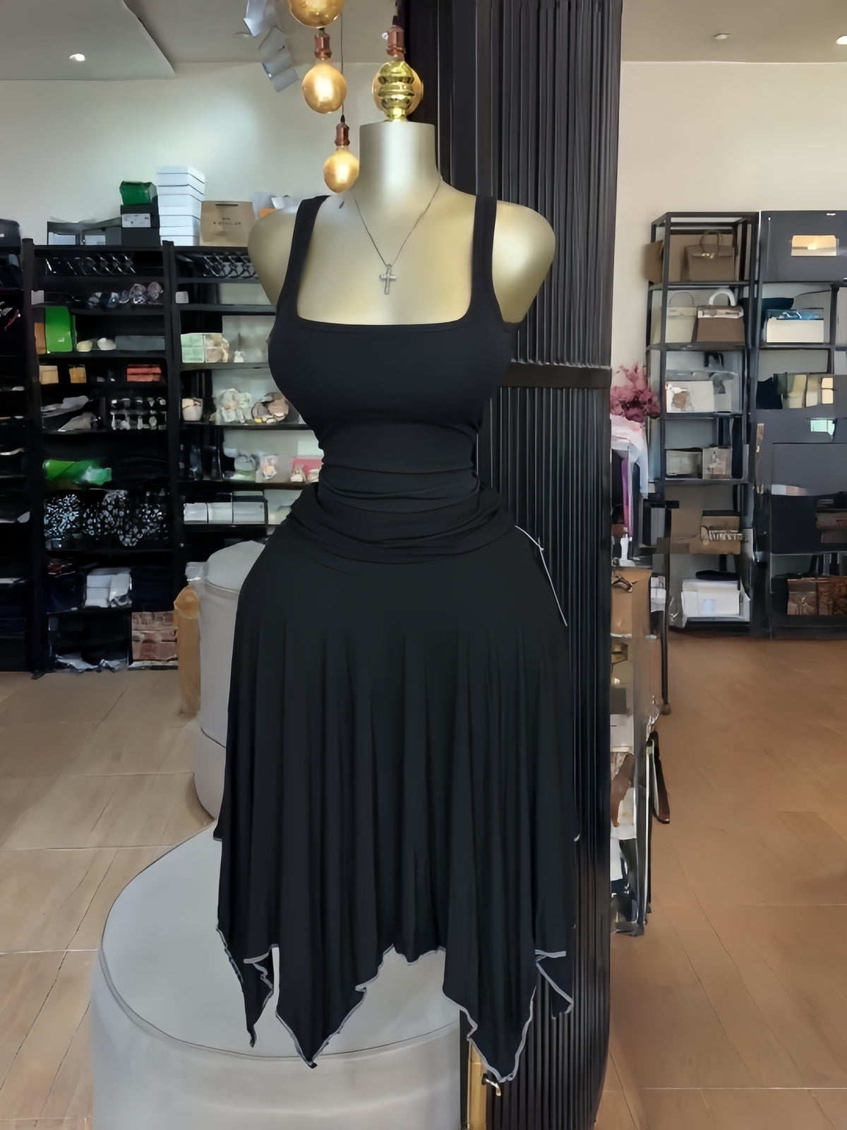 TJ Luxe Chic Two-Piece Skirt Set – Sleeveless Top & Asymmetrical Midi Skirt