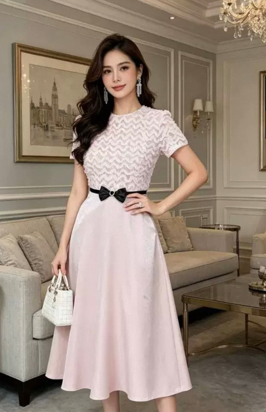 TJ Luxe Paris Elegance Midi Dress – Blush Pink