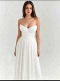 TJ Luxe Ivory Pleated Strapless Maxi Dress