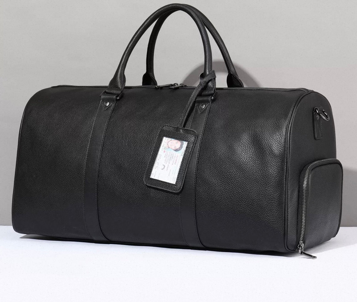 TJ Luxe Genuine Leather Travel Duffel Bag – Premium Cowhide Weekender with Shoe Compartment