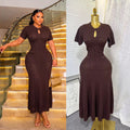 TJ Luxe Elegance Knit Maxi Dress – Chocolate Brown