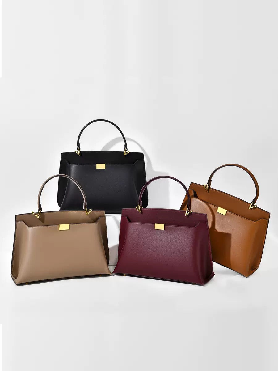 Women’s Large Capacity Leather Tote Bag – Elegant Double Compartment Handbag
