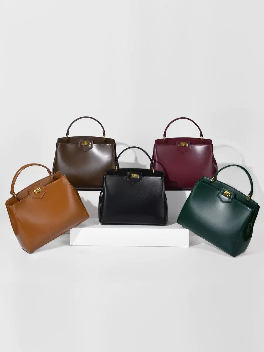 Women’s Large Capacity Leather Tote Bag – Multi-Compartment Top Handle Handbag