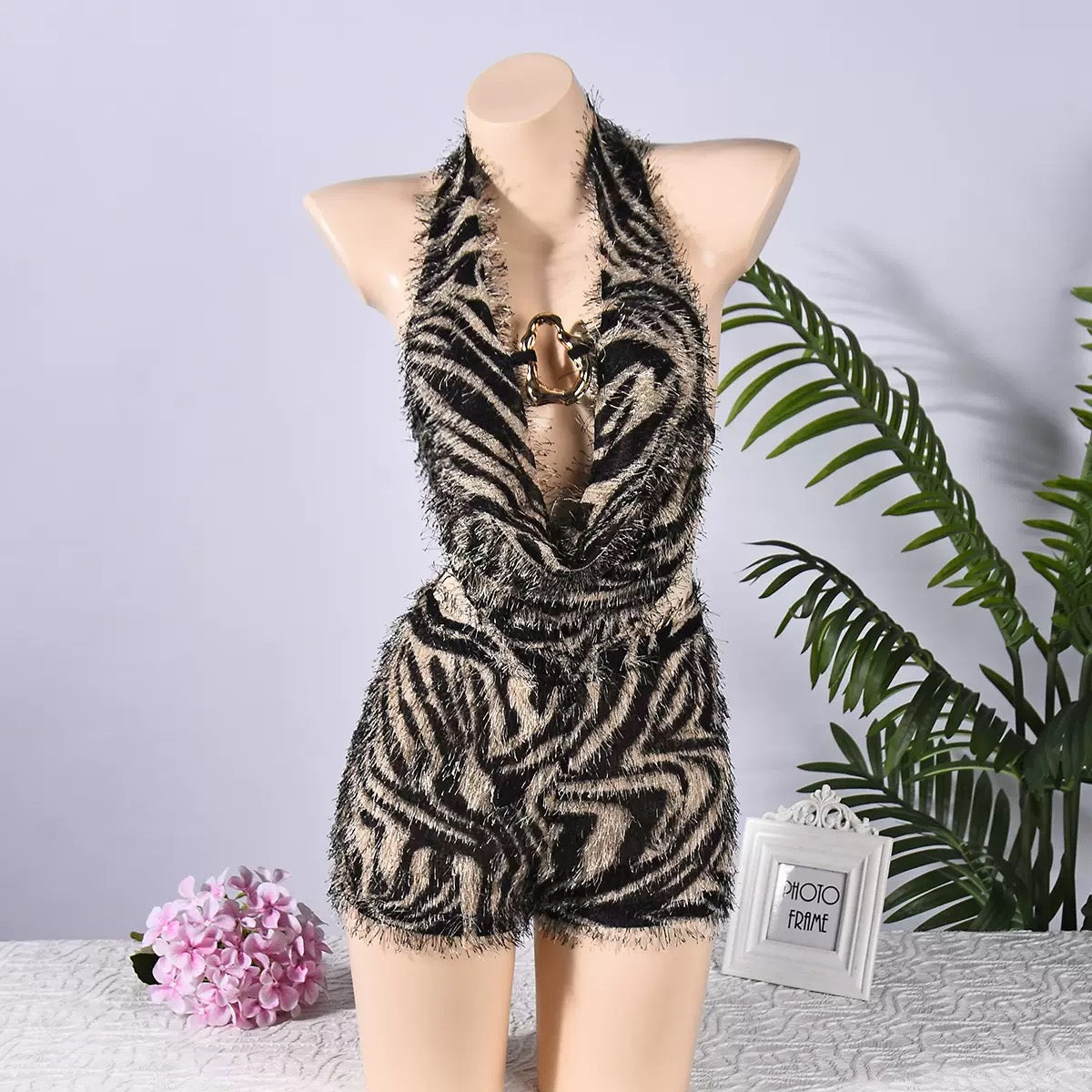 Women’s Leopard Print Halter Top & Shorts S