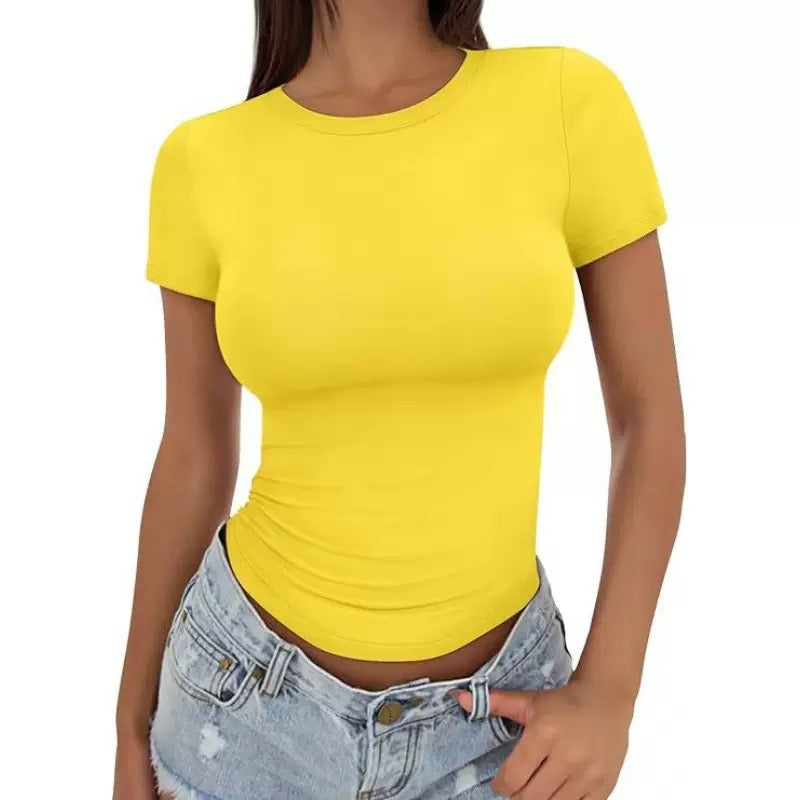 Women’s Seamless Slim-Fit Crew Neck T-Shirt