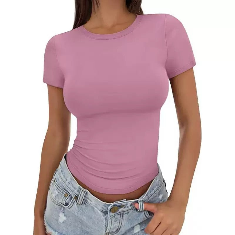 Women’s Seamless Slim-Fit Crew Neck T-Shirt