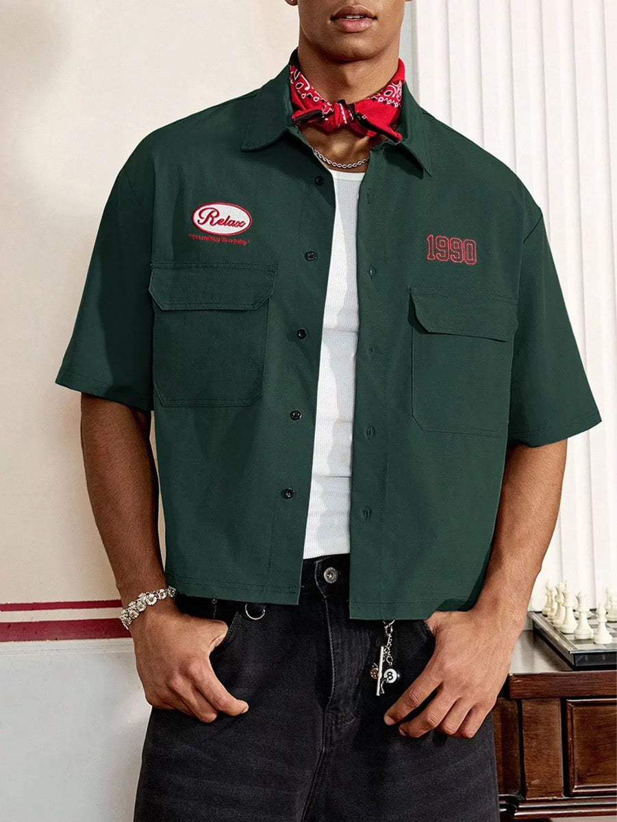 Men’s Embroidered Utility Short Sleeve Shir