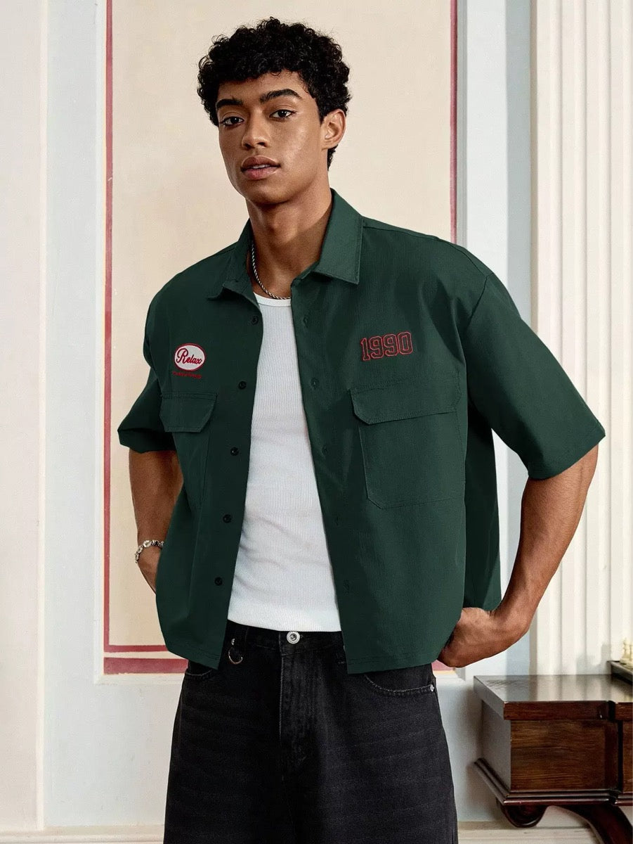 Men’s Embroidered Utility Short Sleeve Shir