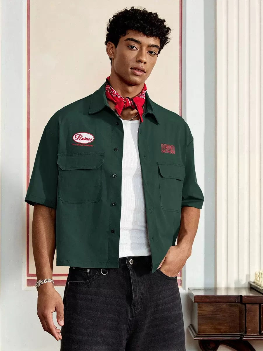 Men’s Embroidered Utility Short Sleeve Shir