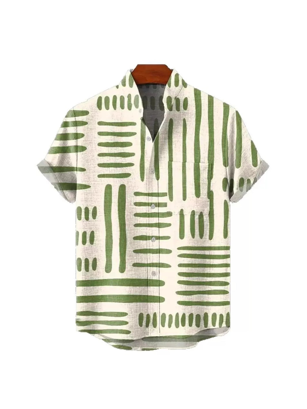 Men’s Linen Blend Stand Collar Short Sleeve Shir