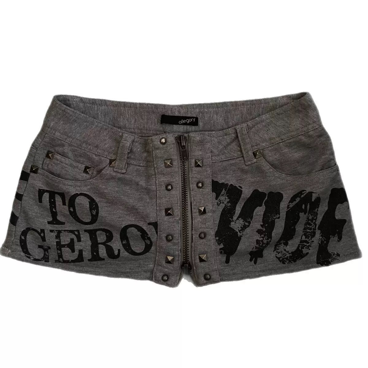 Women’s Y2K Graphic Mini Skort with Studded Zipper