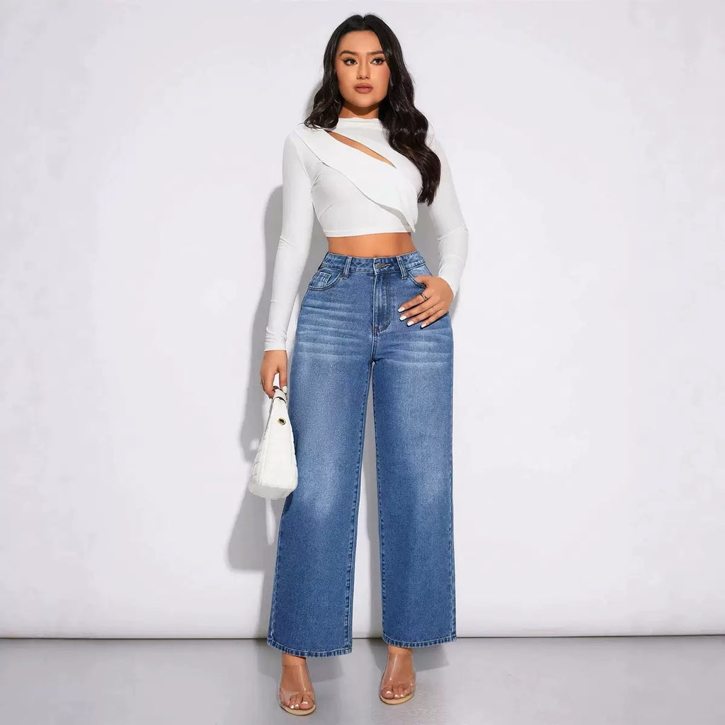 Women’s High-Waisted Straight-Leg Denim Jeans