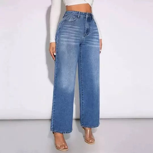 Women’s High-Waisted Straight-Leg Denim Jeans