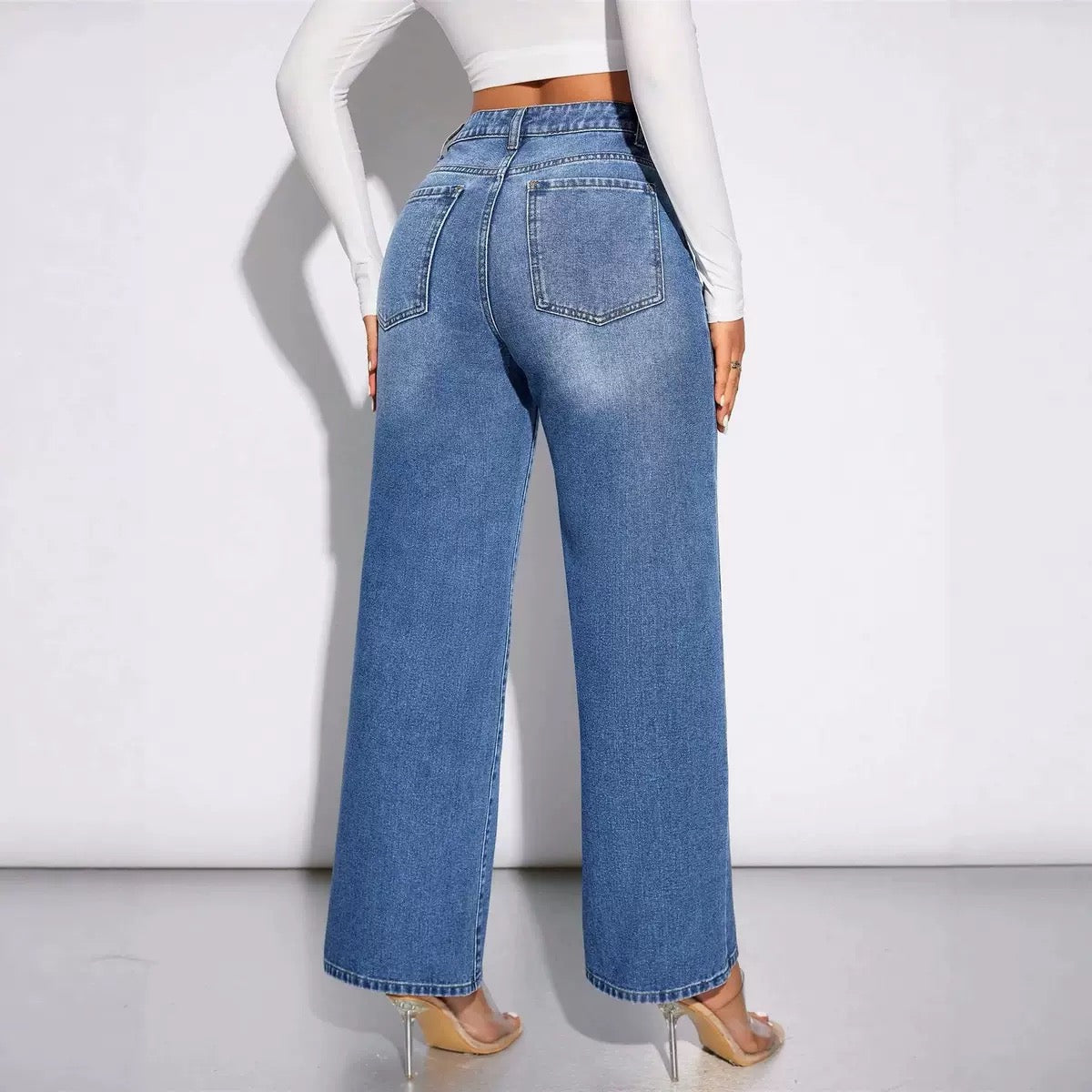 Women’s High-Waisted Straight-Leg Denim Jeans