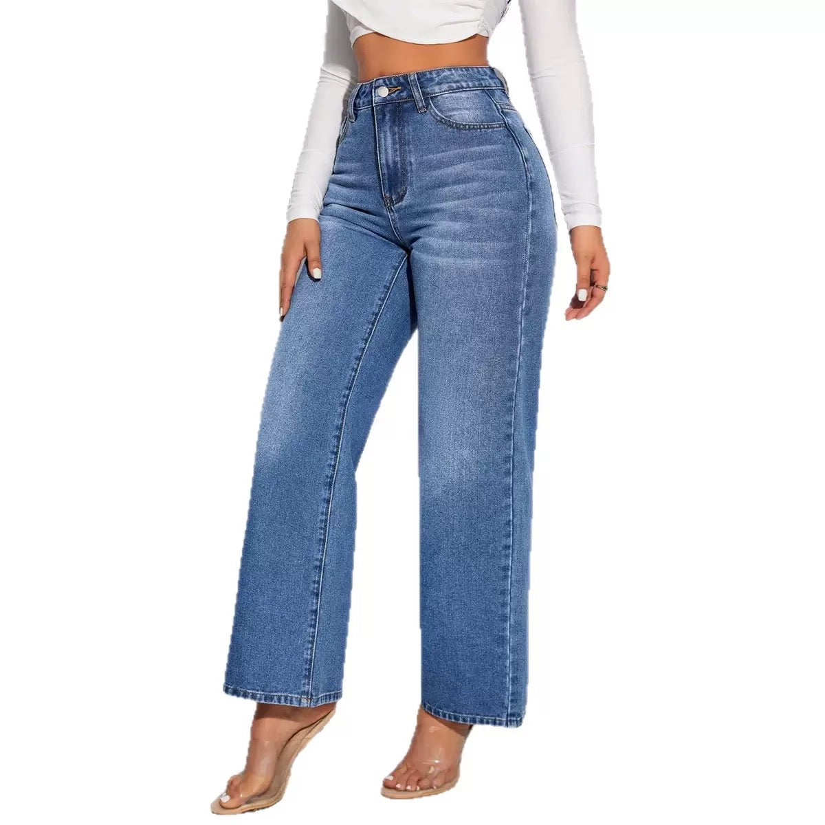 Women’s High-Waisted Straight-Leg Denim Jeans