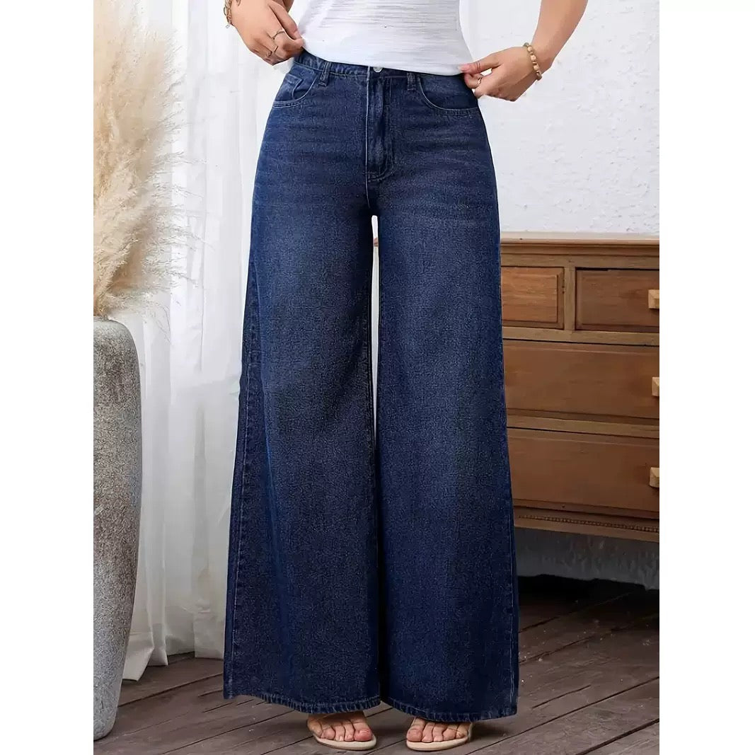 Women’s High-Waisted Stretch Wide-Leg Jeans