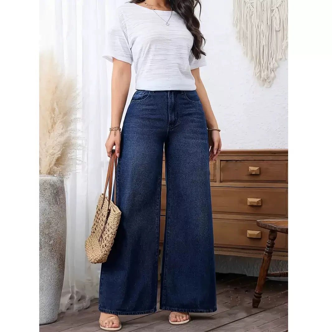 Women’s High-Waisted Stretch Wide-Leg Jeans