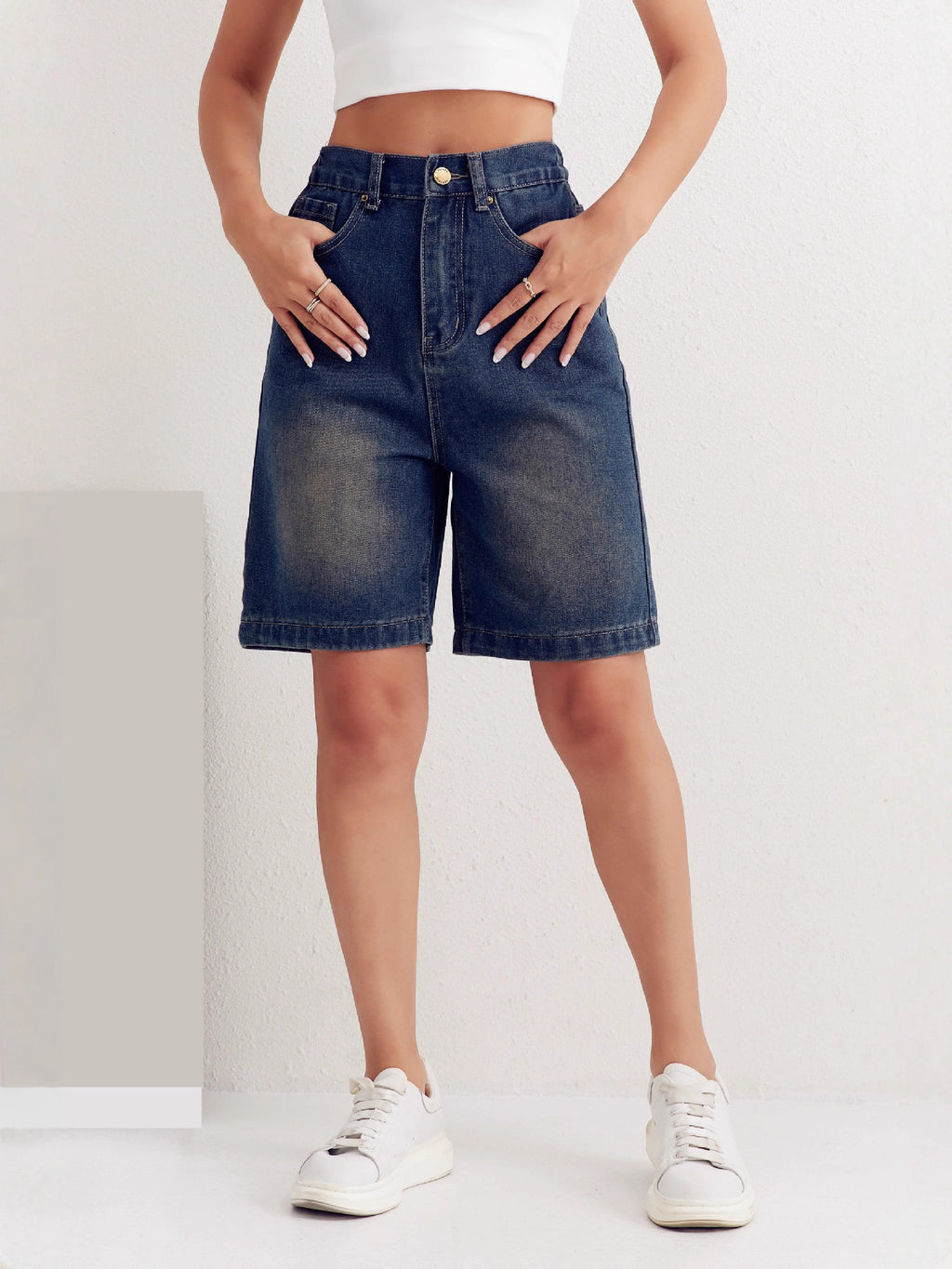 Classic High-Waisted Denim Shorts