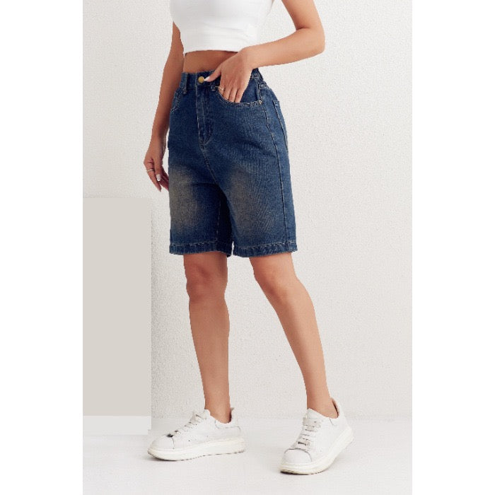 Classic High-Waisted Denim Shorts