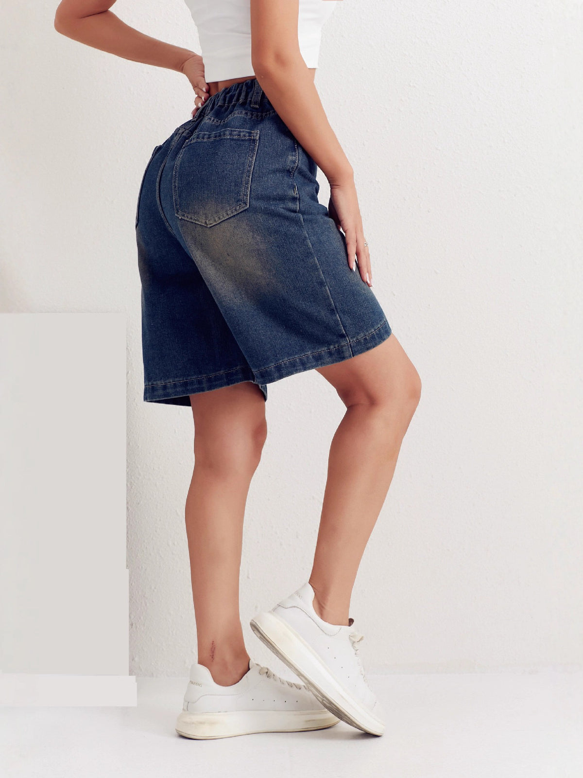 Classic High-Waisted Denim Shorts