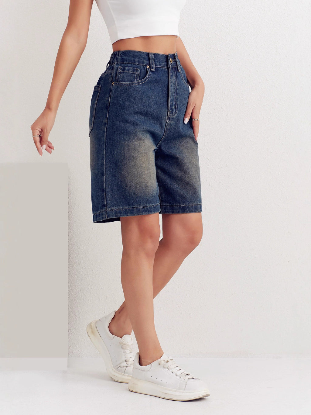 Classic High-Waisted Denim Shorts