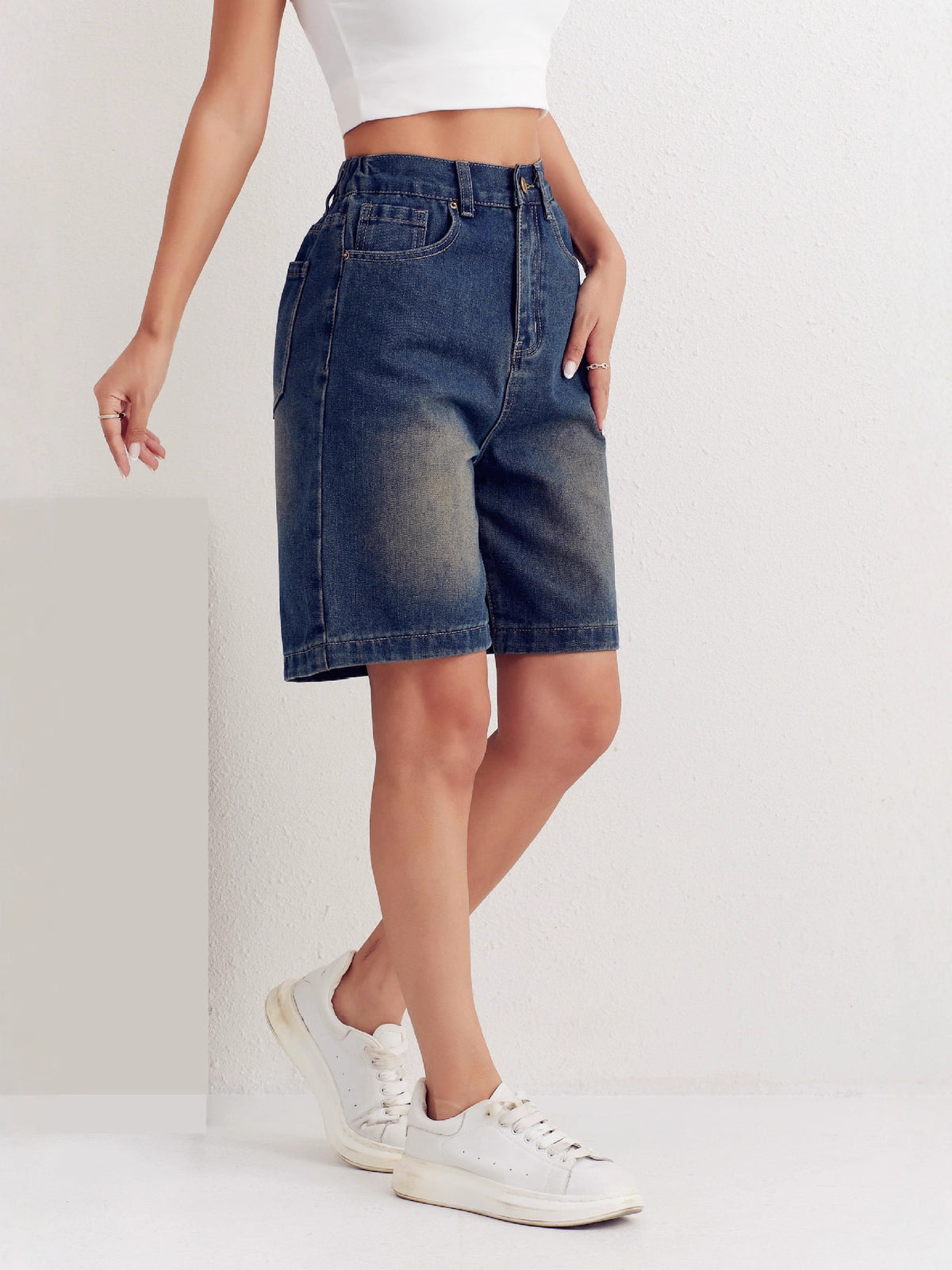 Classic High-Waisted Denim Shorts