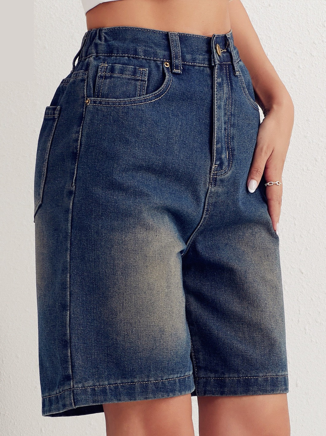 Classic High-Waisted Denim Shorts