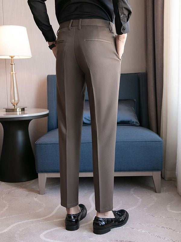 TJ Luxe Men’s Tailored Slim-Fit Dress Trousers – Coffee Brown