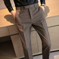 TJ Luxe Men’s Tailored Slim-Fit Dress Trousers – Coffee Brown