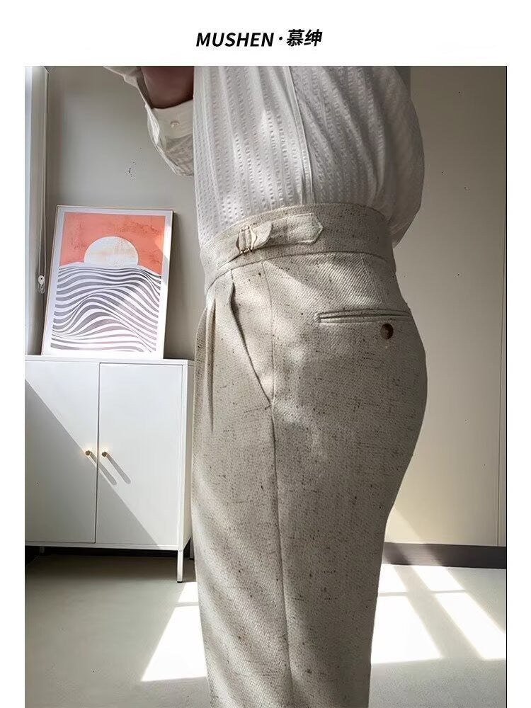 TJ Luxe Men’s Apricot Naples Tailored Trousers