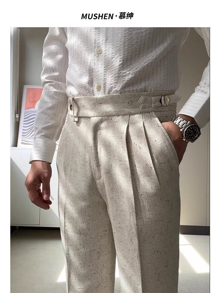 TJ Luxe Men’s Apricot Naples Tailored Trousers