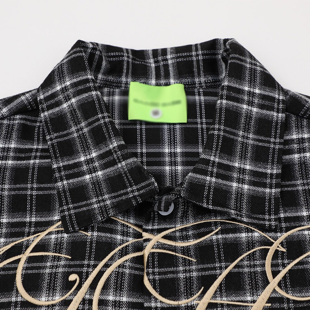 TJ Luxe Men’s Premium Plaid Short-Sleeve Shirt – Black