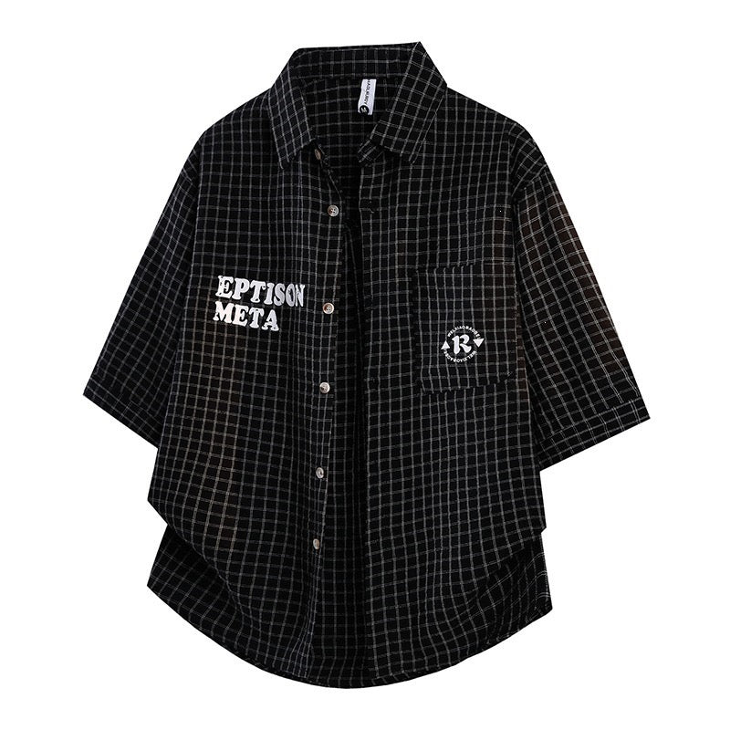 TJ Luxe Men’s Oversized Plaid Button-Up Shirt – Black-white-pink