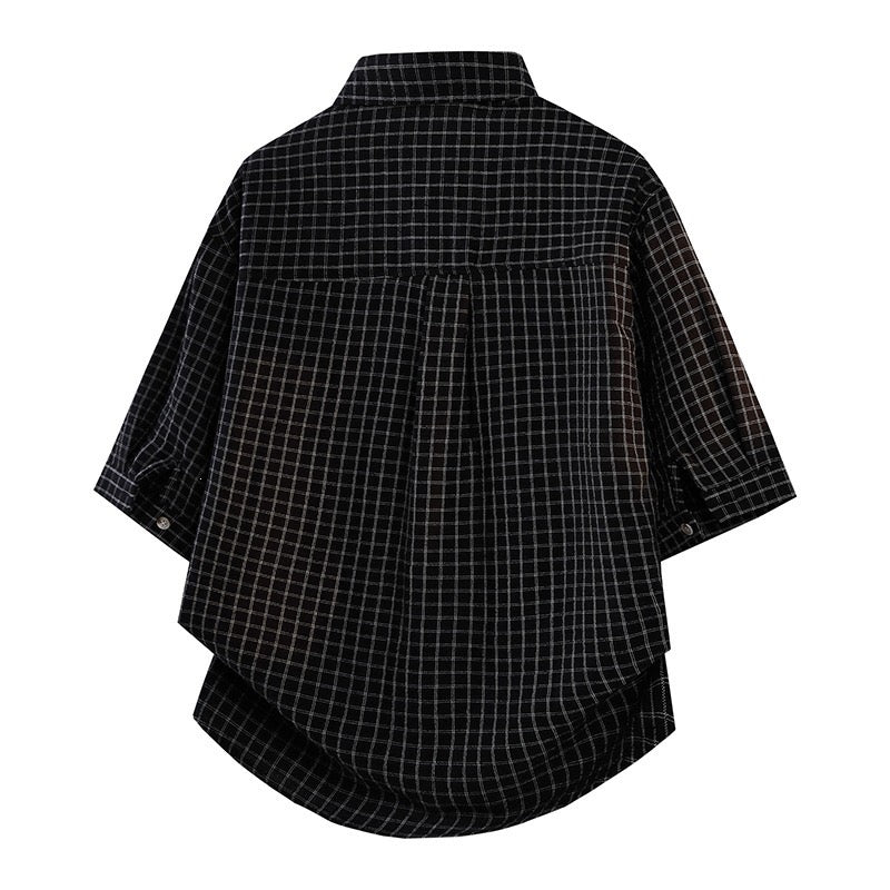 TJ Luxe Men’s Oversized Plaid Button-Up Shirt – Black-white-pink