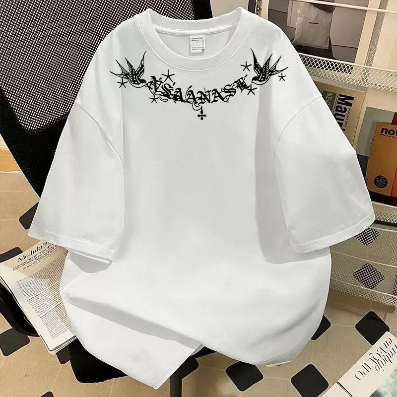 TJ Luxe Men’s Oversized Graphic Streetwear T-Shirt – White