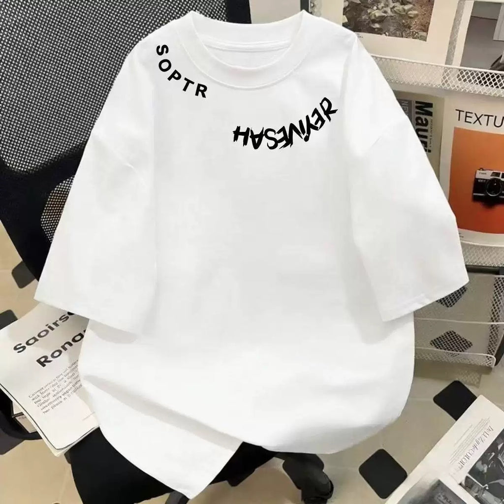 TJ Luxe Men’s Oversized Graphic Streetwear T-Shirt – White