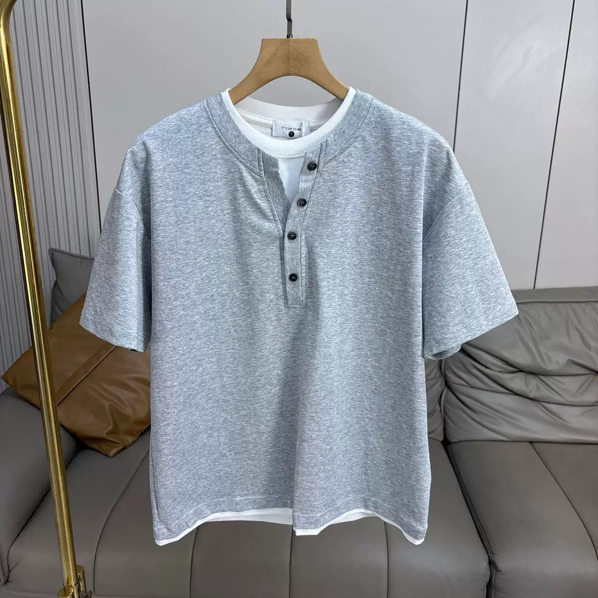 TJ Luxe Men’s Premium Henley Short-Sleeve T-Shirt