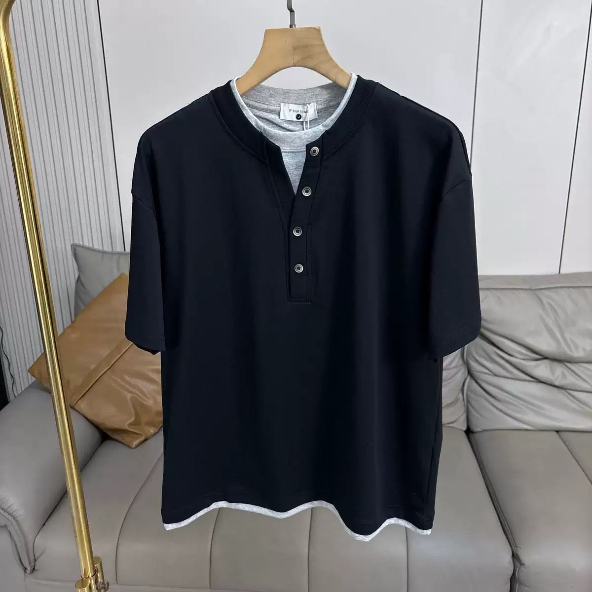 TJ Luxe Men’s Premium Henley Short-Sleeve T-Shirt