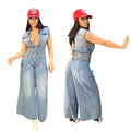 TJ Luxe LuxeFit Wide-Leg Denim Jumpsuit